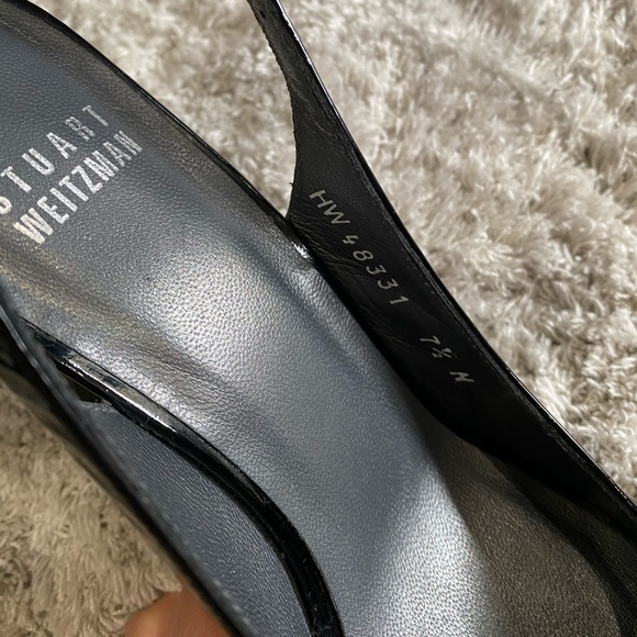 Stuart Weitzman Black Patent Peep Toe Heels - Picture 4 of 4